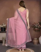 Bollywood Embroidered Tissue Saree for Women 