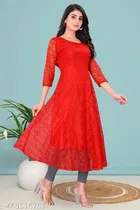 Net Kurti for Women,  Red  