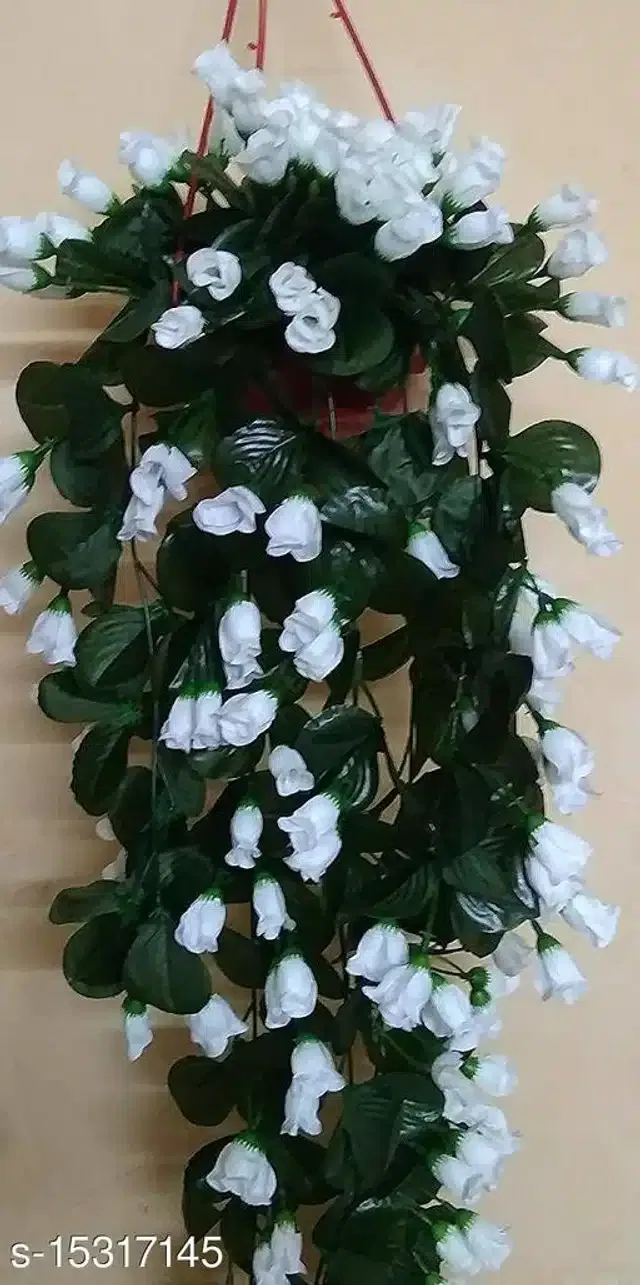 Polyester Artificial Hanging Flower Garlands (White & Green)