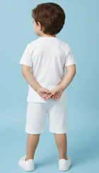 Cotton Blend Solid Clothing Set for Kids, White 