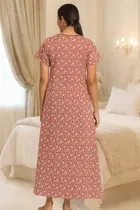 100% Cotton Floral Print Nightdress for Women 