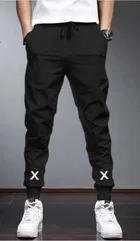 Polyblend Printed Trackpants for Men, Black & Grey, Pack of 2 