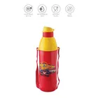 CELLO Puro Junior 600 Hot Wheel Print Plastic Water Bottle 470ml, Red & Yellow