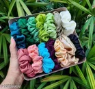 Pack of 12 Cotton Scrunchies for Women 