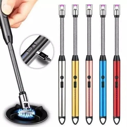 Rechargeable Flameless & Windproof Gas Lighter with LED Battery Indicator (Multicolor, Pack of 1)