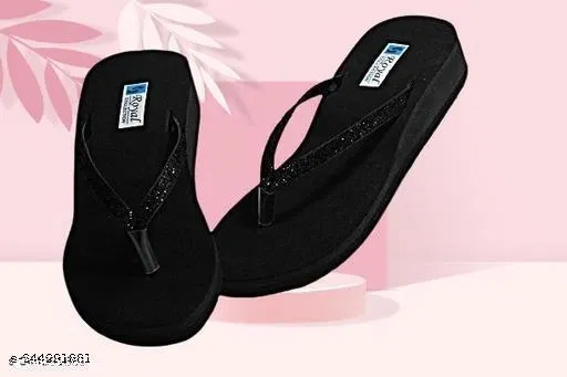 Flip-flops for Women (Black, IND-8)