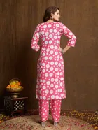 Cotton Blend Printed Kurta with Pant for Women 