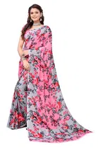 Women Georgette Printed Saree With Unstitched Blouse 