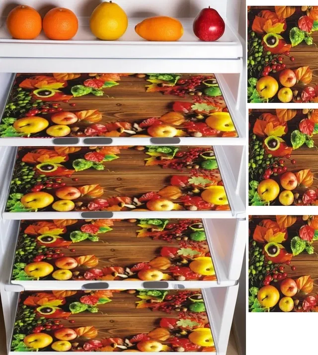 PVC Fridge Mat (Multicolor, Pack of 4)
