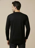 Polyester Printed T-shirt for Men, Black 