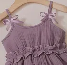 Cotton Blend Solid Dress for Girls 