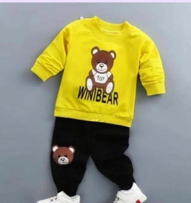 Hosiery Clothing Set for Kids (Yellow, 1-2 Years)