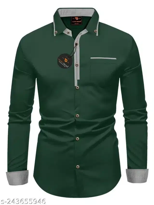 Full Sleeves Shirt for Men (Green, L)