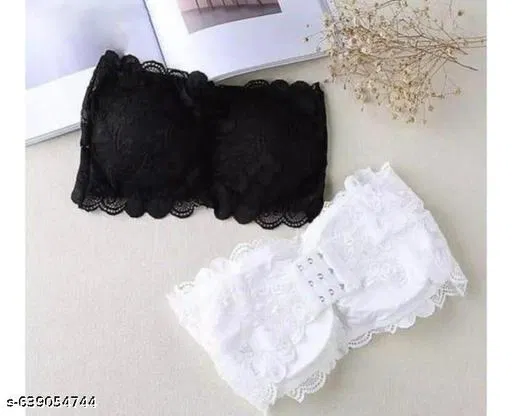Net Solid Bras for Women, Black & White, Pack of 2 (28A)