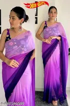 Georgette Colorblocked Saree for Women 