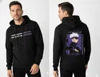Fleece Printed Hoodie for Men ,Black 
