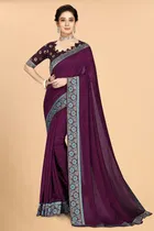 Women's Embroidried Saree with Unstiched Blouse 
