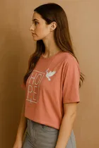 Cotton Blend Printed T-Shirt for Women 