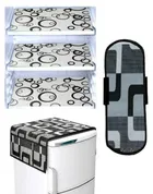 Knit Printed Fridge 3 Pcs Mat with Top & Handle Cover 