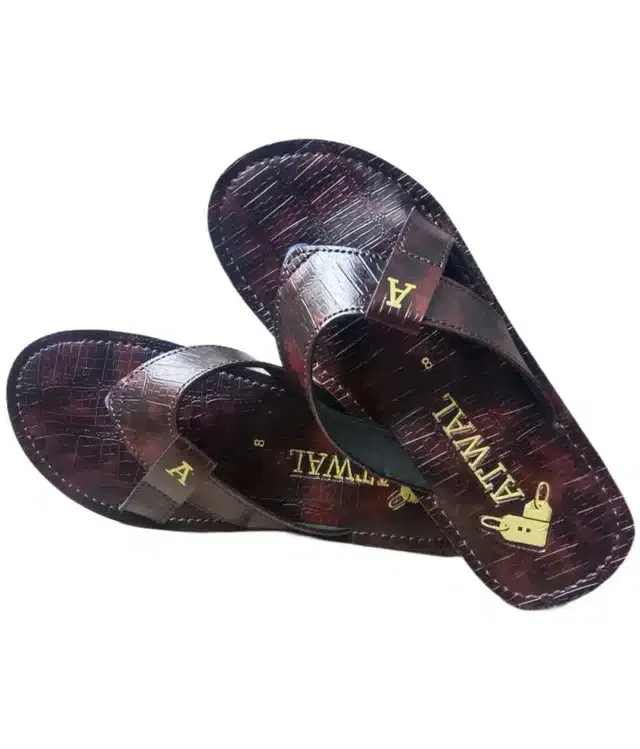 Casual Flip Flops for Men (Dark Brown, 6)