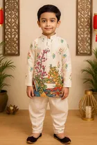 Cotton Silk Printed Kurta & Paints Set for Boys , Multicolor 