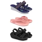 Combo of Heels with Slippers & Sliders for Women (Multicolor, 7) (Pack of 3)