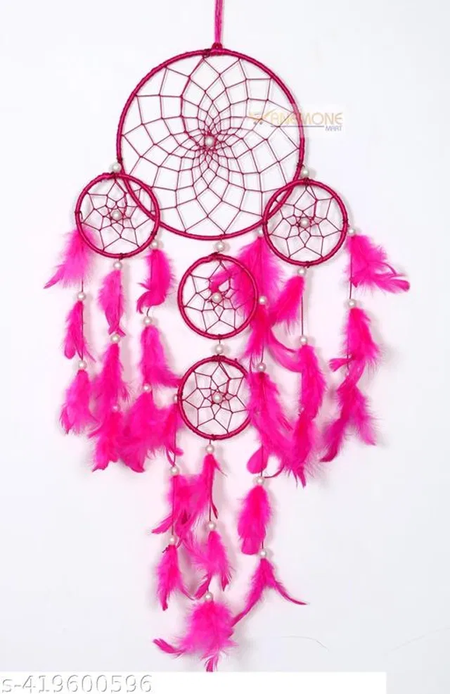 Feather Wall Hanging Dream Catcher (Pink)