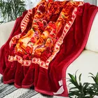 Alaqsa Printed Mink Double Blanket 2kg 90x90in Red Floral
