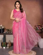 Bollywood Embroidered Organza Saree for Women 
