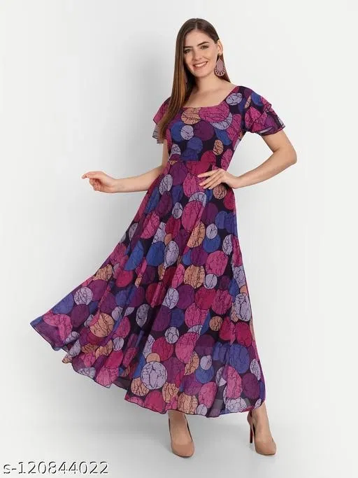 Designer Fancy Ladies Gown Style Kurti for Women (Multicolor, 5XL)