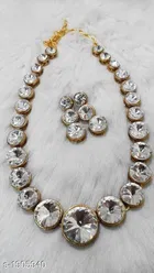 Women'S Alloy Gold Plated Jewellery Set for Women & Girls, White