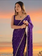 Georgette Saree for Women, Lavender 