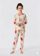 Cotton Blend Night Suit for Girls 