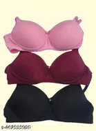 Cotton Blend Bra for Women, Multicolour, Pack of 3 