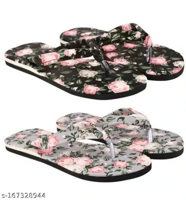 LifeO Slippers for Women (Multicolor, 7) (Set of 2)