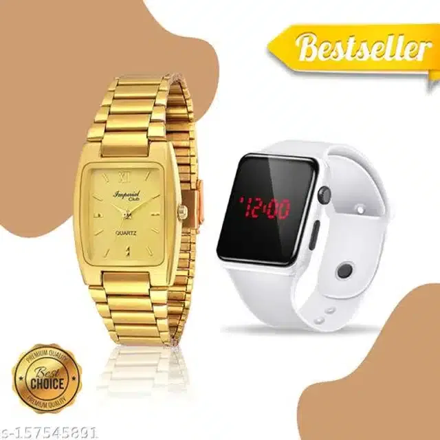 Analog with Digital Watch for Men & Boys (Multicolor, Set of 2)