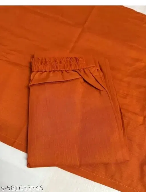 Designer Kurti Pant Set for Women (Orange, S)