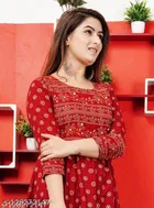 Rayon Printed Anarkali Kurti for Women 