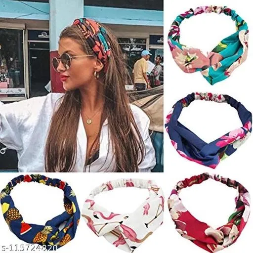 Hair Bands for Women, Pack of 5 (Red)