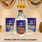 Designer Potli + Navguni Almond Nonpareil 200 g + Navguni Kaju W320 200 g + Navguni Roasted Pista (Low Salted) 200 g