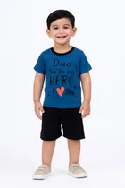 Solid Cotton Blend Top & Bottom Set for Boys 