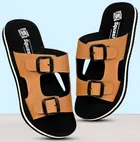 Flip Flops for Men (Orange & Black, 6)