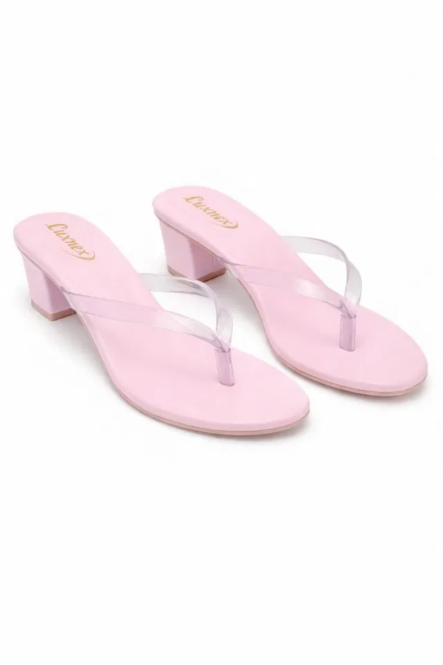 Solid Block Sandals for Women (Pink, 5)