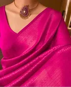 Litchi Silk Zari Woven Saree for Women, Pink 