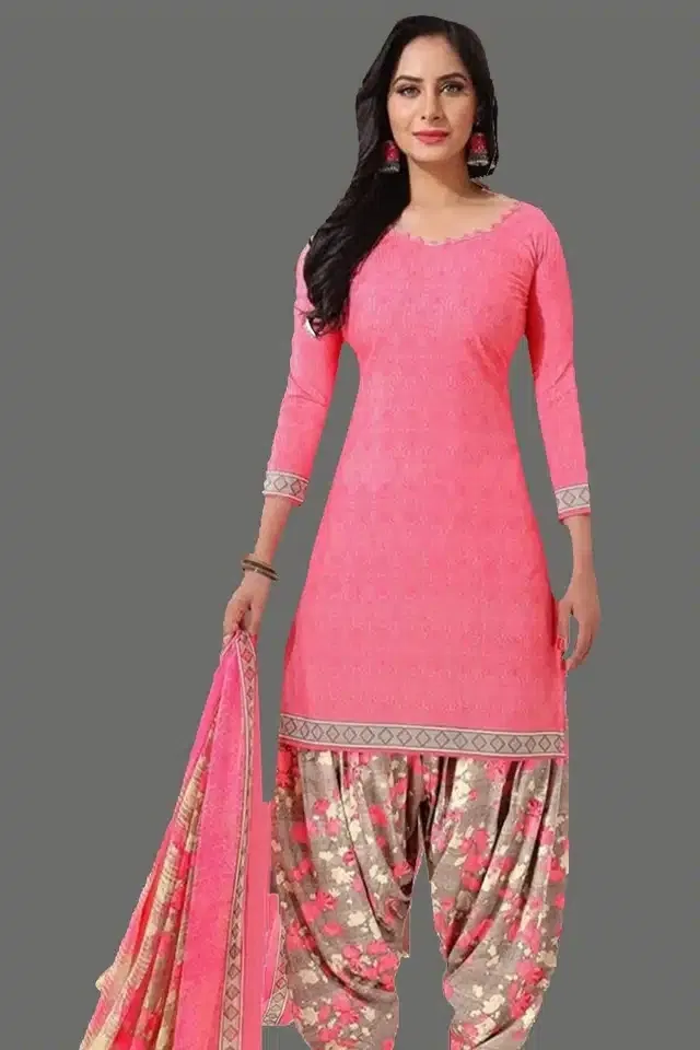 Unstitched Dress Material for Women & Girls (Pink)