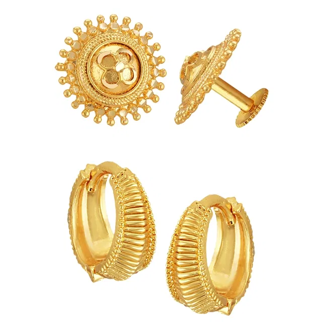 Alloy Earrings for Women (Gold, Set of 2)
