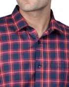 Cotton Blend Full Sleeves Chequered Shirt for Men 