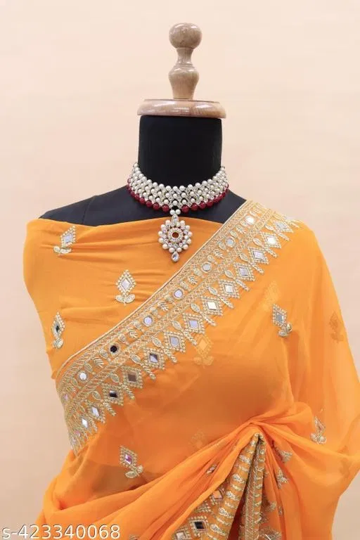 Sunny Yellow Saree for Women (Yellow)