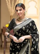 Banarasi Black Art Silk Printed Saree for Women