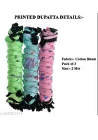 Cotton Blend Printed Dupatta for women ( Light Green,Light Blue & Light Pink )